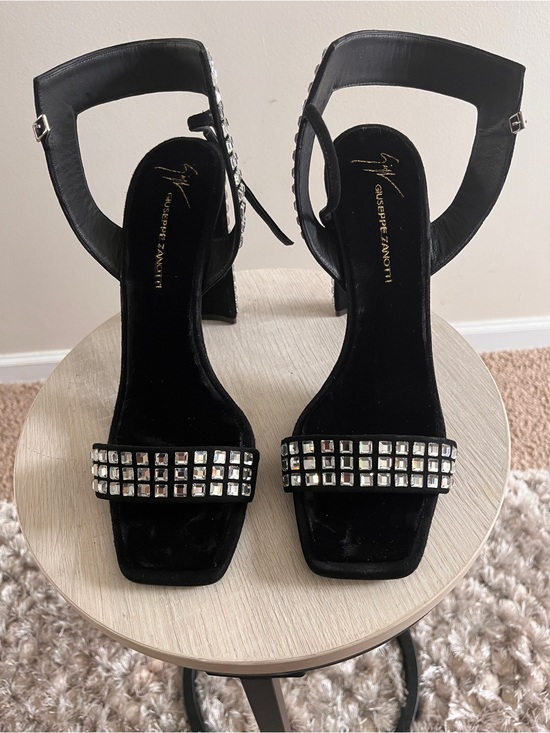 Giuseppe Zanotti Shoes - Giuseppe Zanotti Black Crystal-Embellished Block Heels
